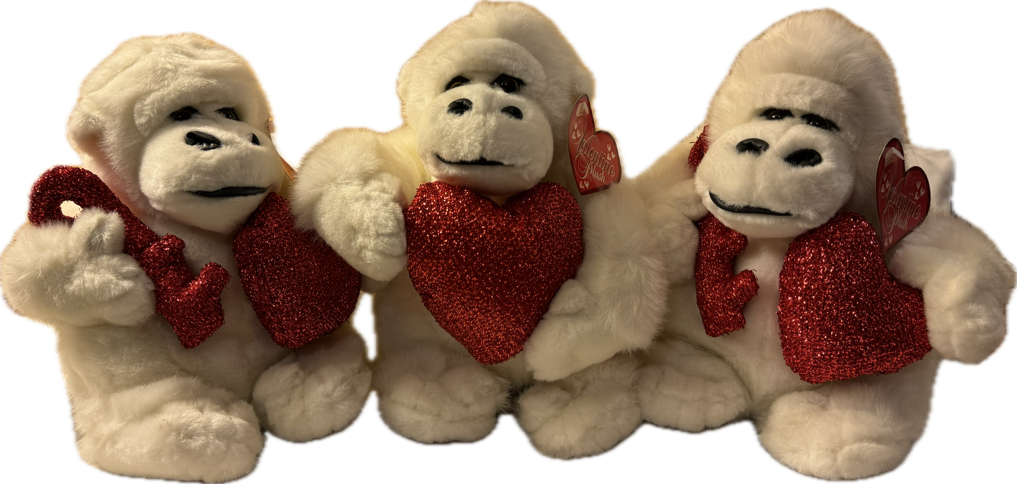 Valentine’s Day Gorilla Plush with Red Heart