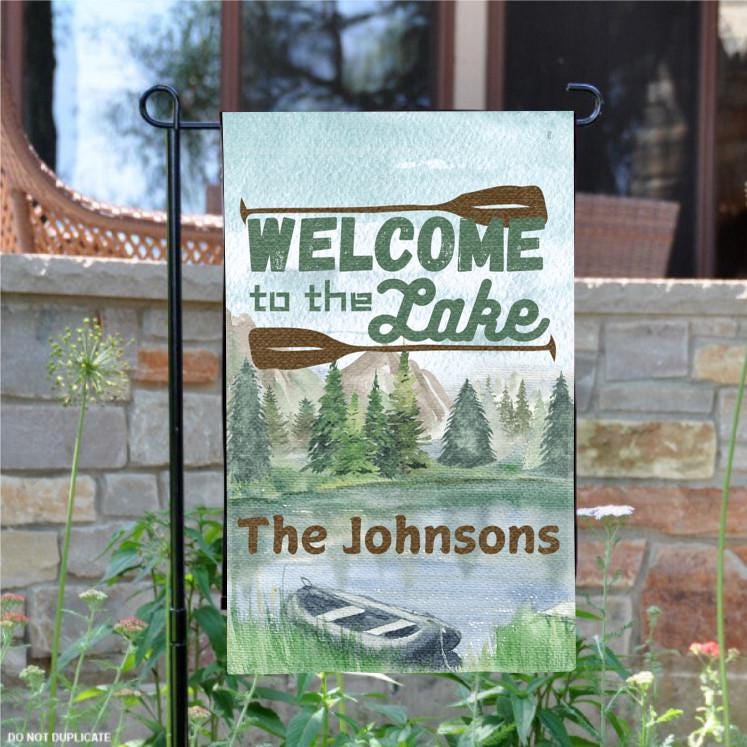 Welcome to the Lake Customized Lakehouse Yard Sign, Personalize Family Name Lake House Decor, Custom Design for Waterfront Vacation Home