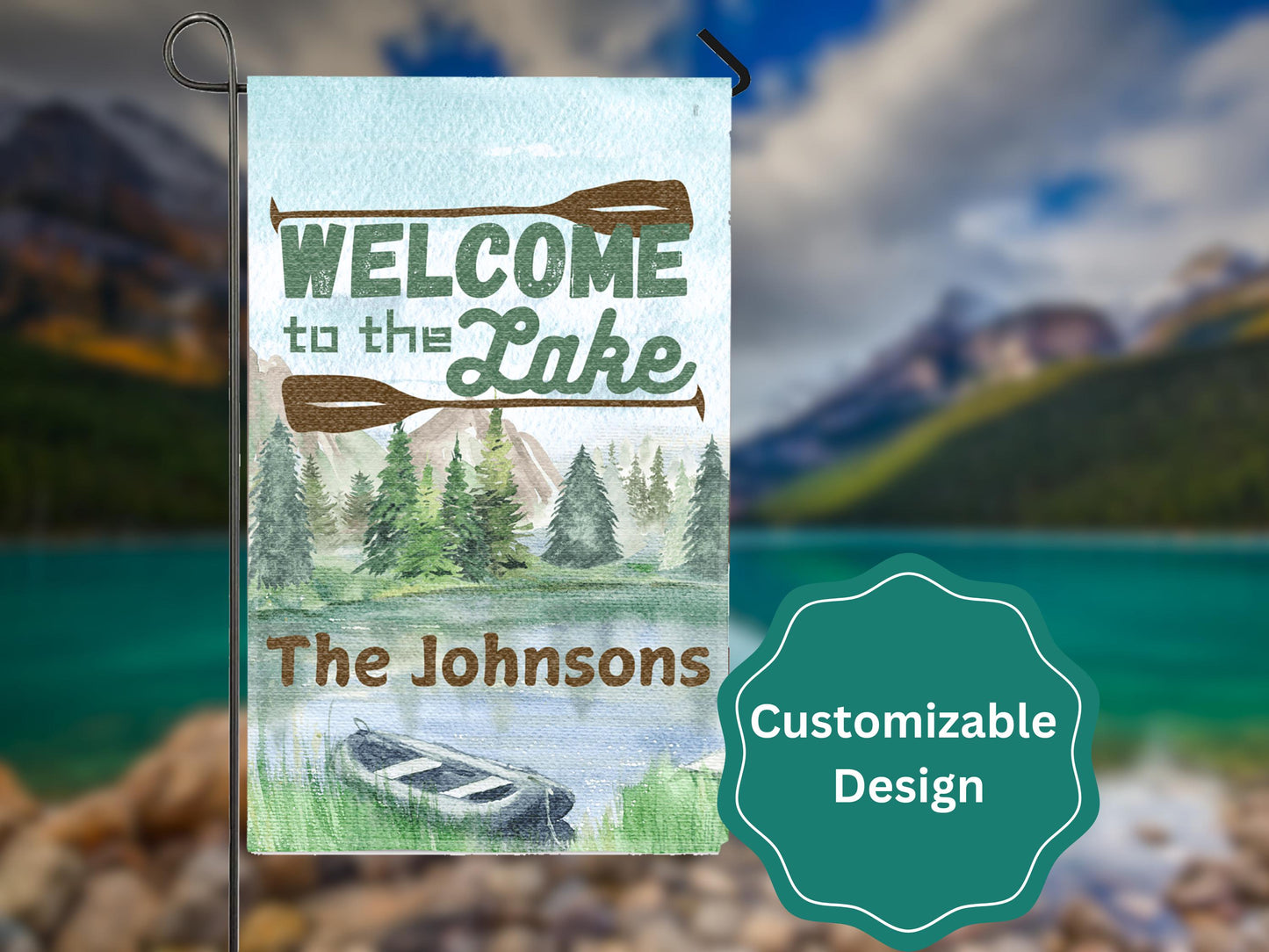 Welcome to the Lake Customized Lakehouse Yard Sign, Personalize Family Name Lake House Decor, Custom Design for Waterfront Vacation Home