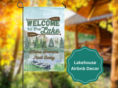 Welcome to the Lake Customized Lakehouse Yard Sign, Personalize Family Name Lake House Decor, Custom Design for Waterfront Vacation Home