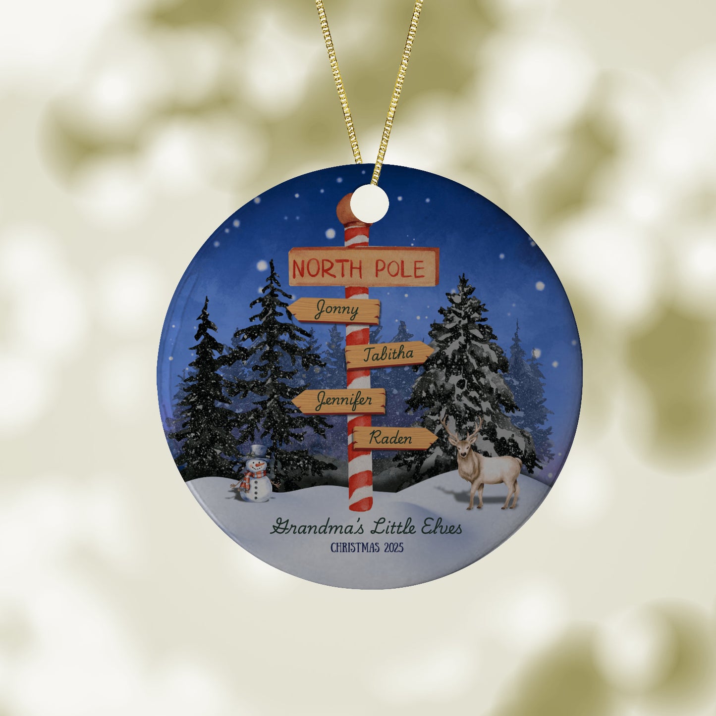 Grandma's Little Elves North Pole Christmas Ornament - Up to 10 Names