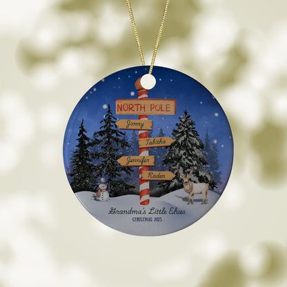 Grandma's Little Elves North Pole Christmas Ornament - Up to 10 Names