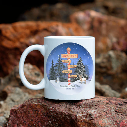 Grandma’s Little Elves – Personalized North Pole Christmas Keepsake Coffee Mug - Add Up To 10 Names
