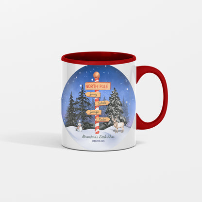 Grandma’s Little Elves – Personalized North Pole Christmas Keepsake Coffee Mug - Add Up To 10 Names